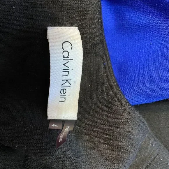 Calvin Klein Dress Size 4 Women's Royal Blue Sleeveless Back Zip Midi Sheath - Picture 8 of 9